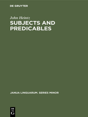 cover image of Subjects and Predicables
